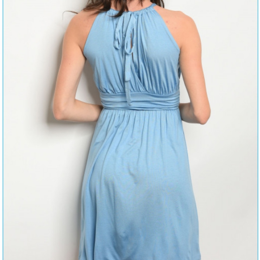 Light Blue Halter Dress 05004 - Picture 3 of 5